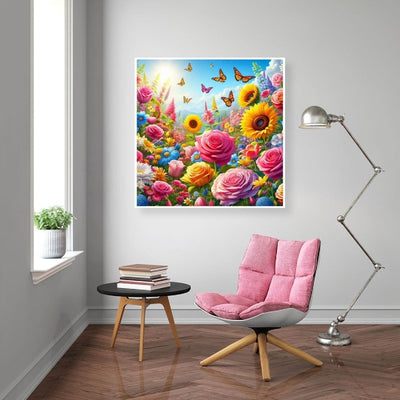 Diamond Painting-Farbenfrohe Blumenpracht