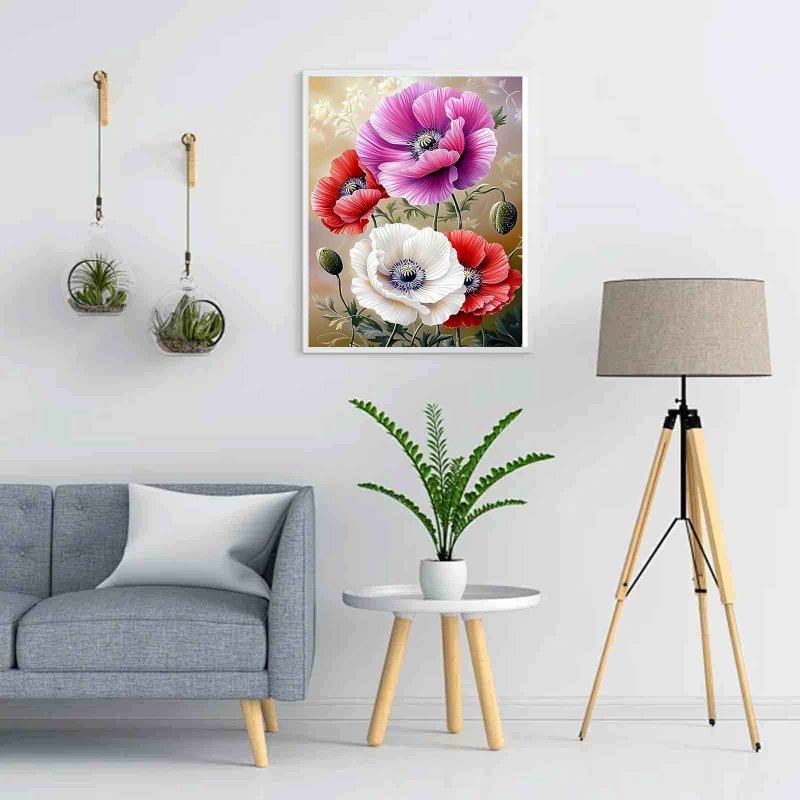 Diamond Painting-Farbenfrohe Mohnblumen