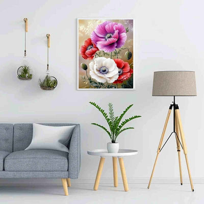 Diamond Painting-Farbenfrohe Mohnblumen