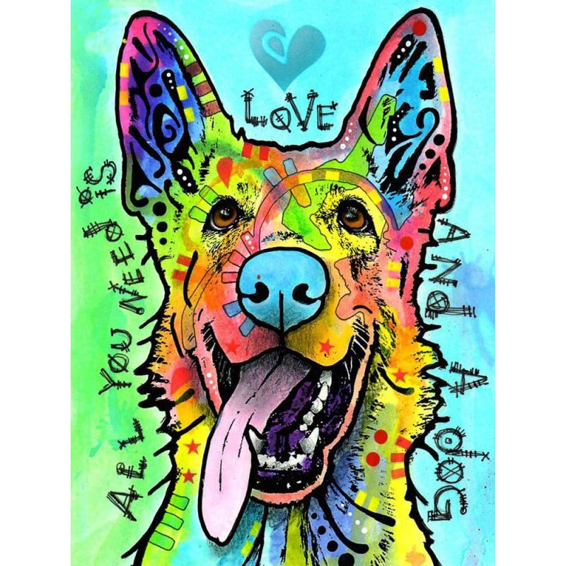 Diamond Painting-Farbenfroher Hund & Liebe