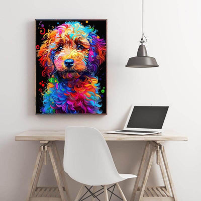 Diamond Painting-Farbenprächtiger Pudel