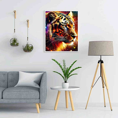 Diamond Painting-Feuerblick des Tigers