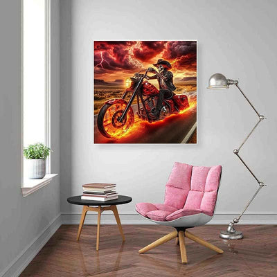 Diamond Painting-Feuergeist auf dem Motorrad