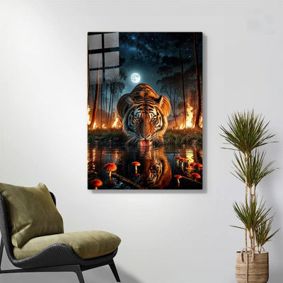 Diamond Painting-Feuerwald und Tiger