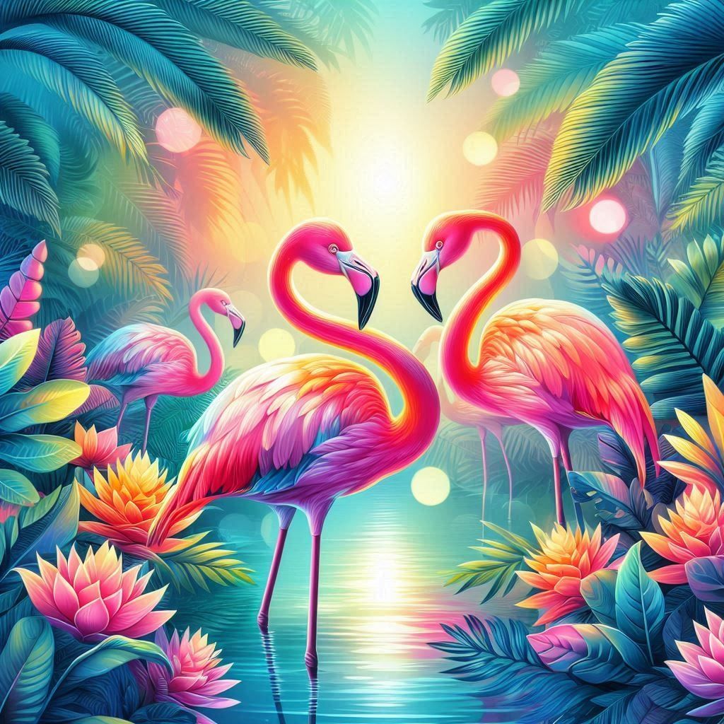 Diamond Painting - Flamingo bei Sonnenuntergang - diamondspainting