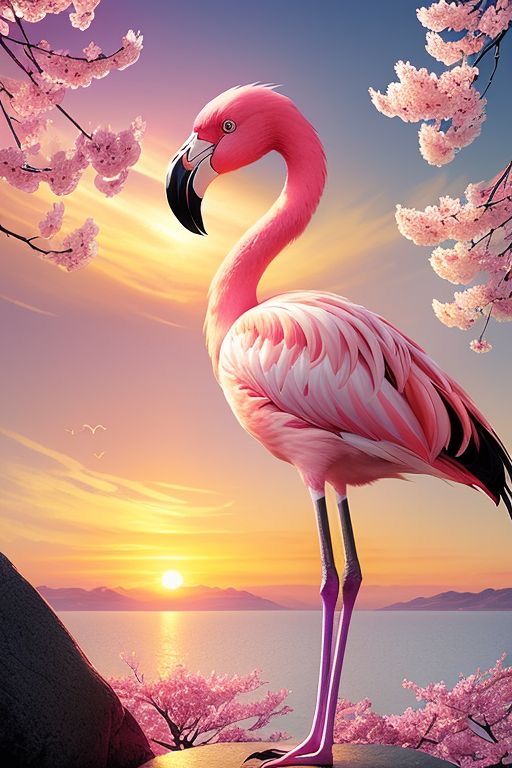 Diamond Painting - Flamingo, der eine Blume betrachtet - diamondspainting