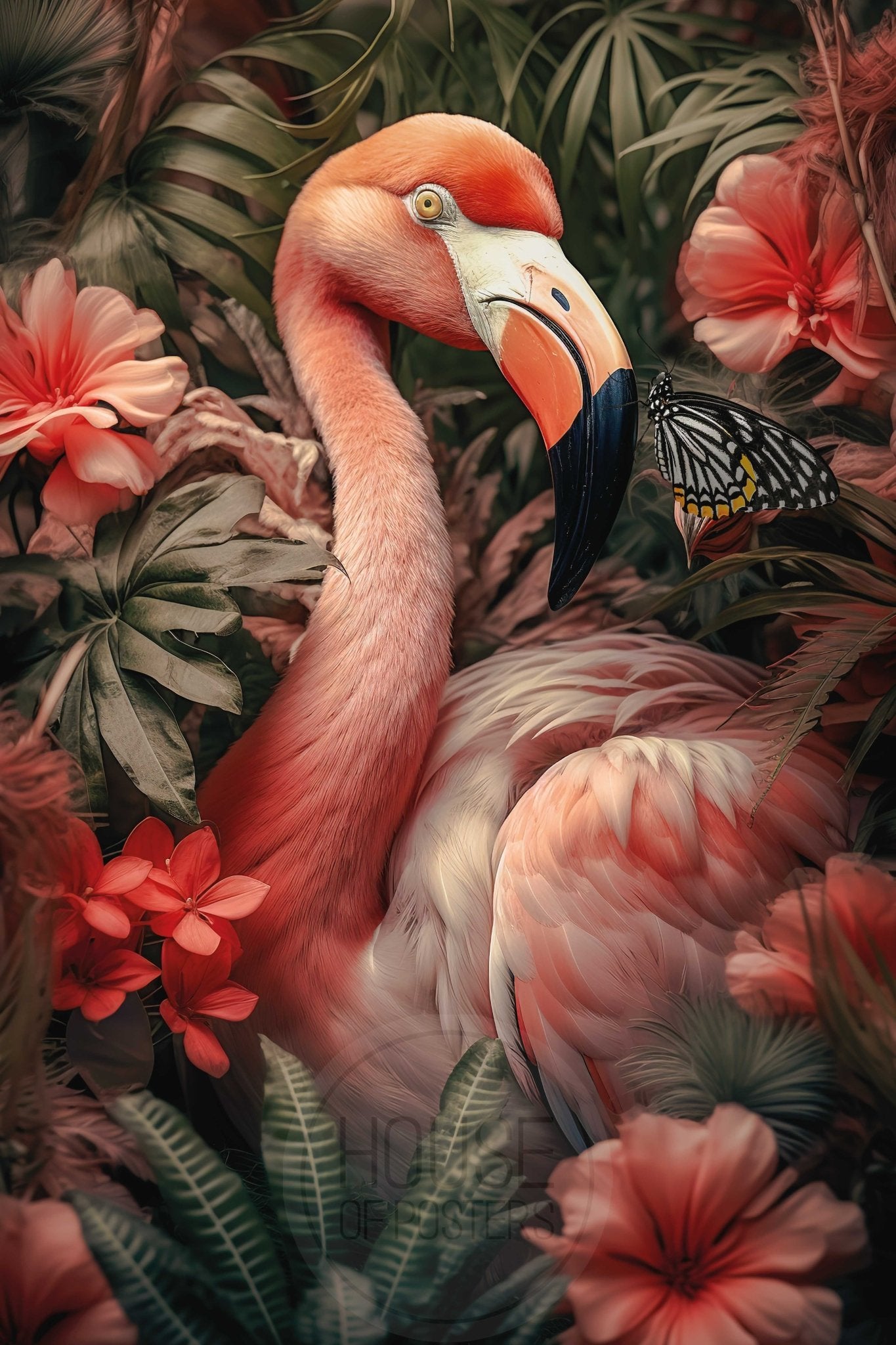 Diamond Painting - Flamingo im Blumenbeet - diamondspainting