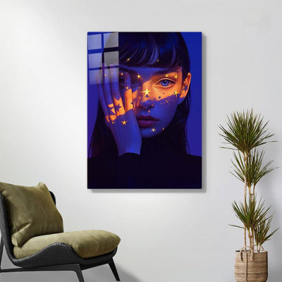 Diamond Painting- Frau mit funkelnden Sternen