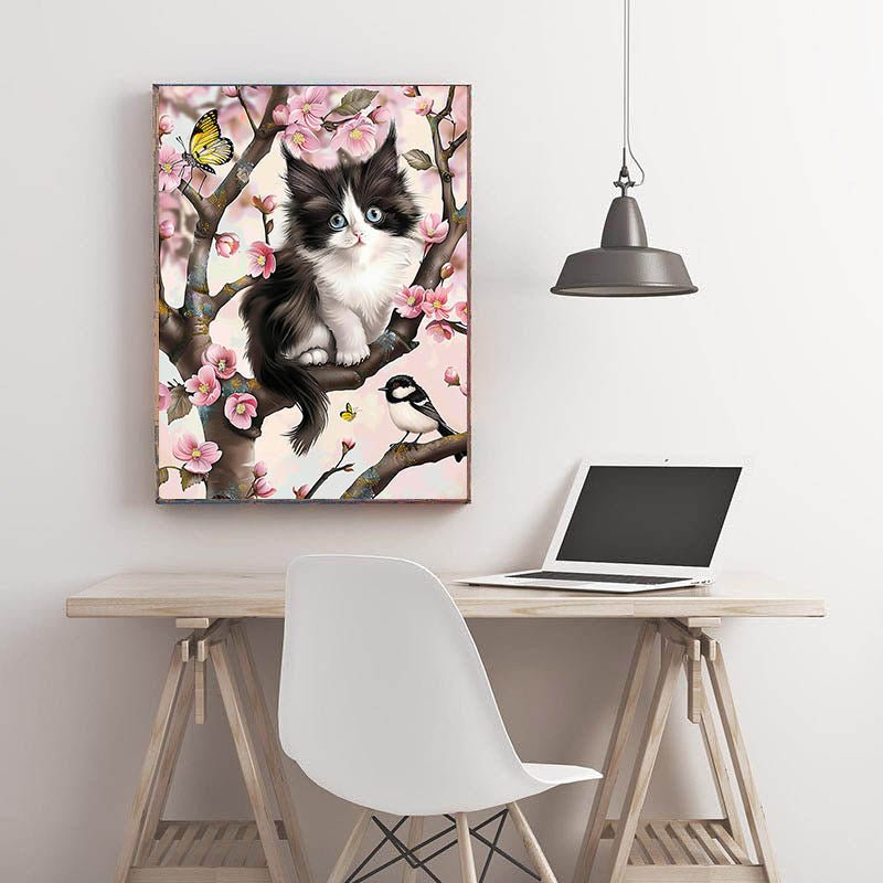 Diamond Painting-Frühlingstraum mit Katze