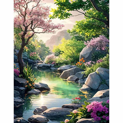 Diamond Painting-Frühlingszauber am Fluss