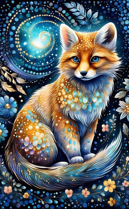 Diamond Painting - Fuchs am Nachthimmel - diamondspainting