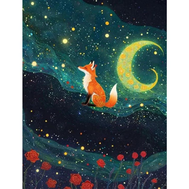 Diamond Painting-Fuchs unter dem Mond