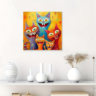 Diamond Painting-Fünf Katzen