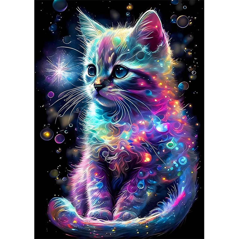 Diamond Painting-Galaktische Katze im Sternenlicht