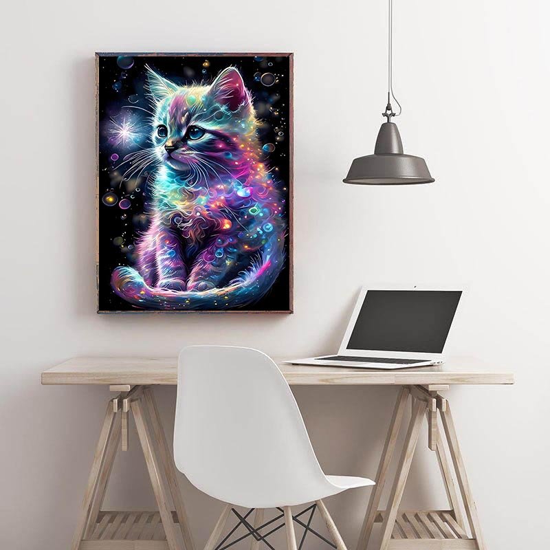 Diamond Painting-Galaktische Katze im Sternenlicht