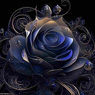 Diamond Painting-Galaktische Rose in Nachtblau