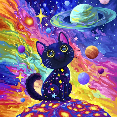 Diamond Painting-Galaktische Traumkatze