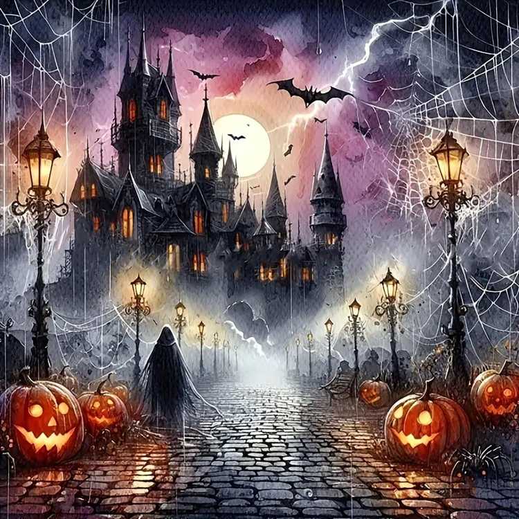 Diamond Painting-Geisterschloss im Nebel