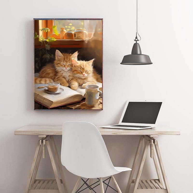 Diamond Painting-Gemütliche Katzen im Sonnenlicht