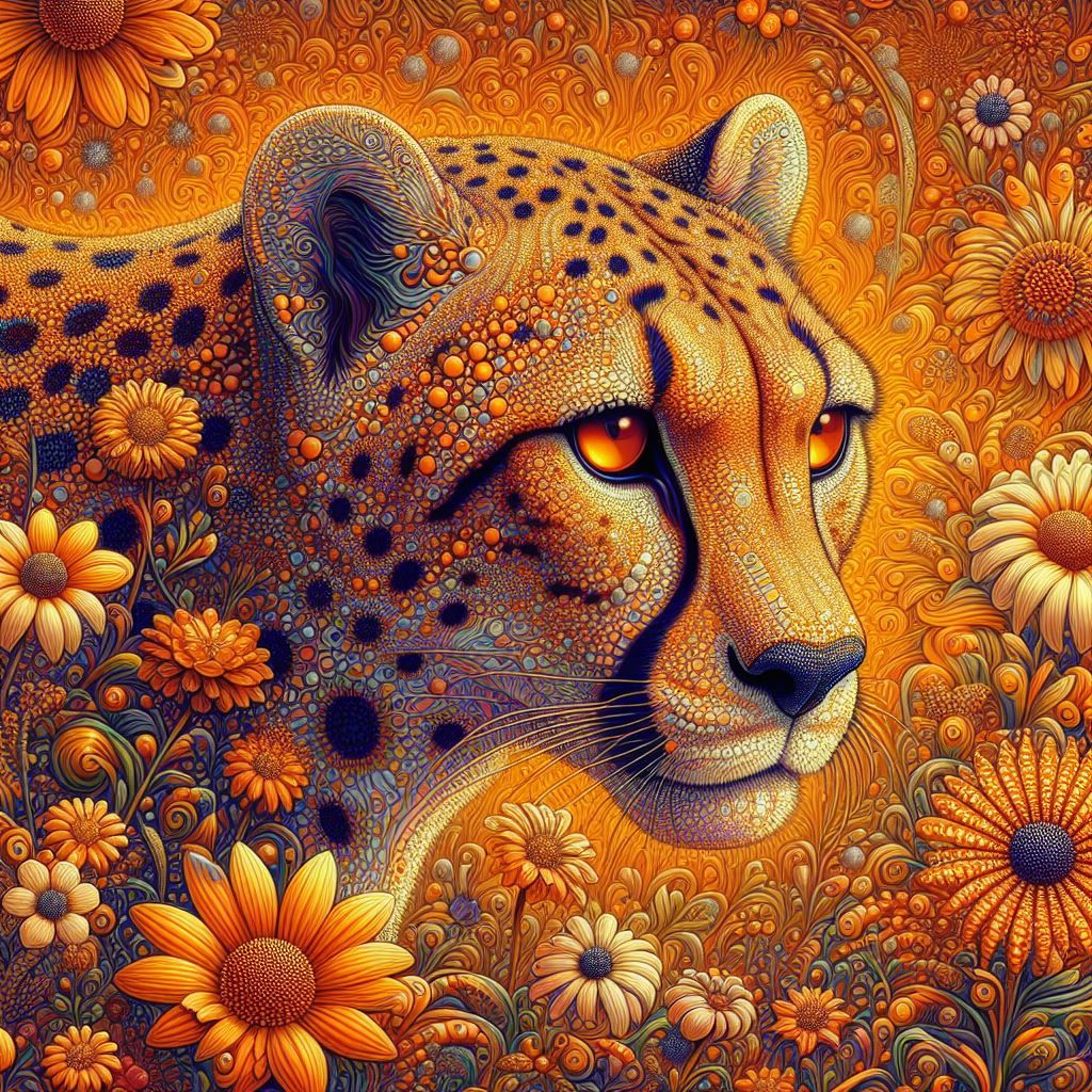 Diamond Painting - Gepard im Blumenfeld - diamondspainting