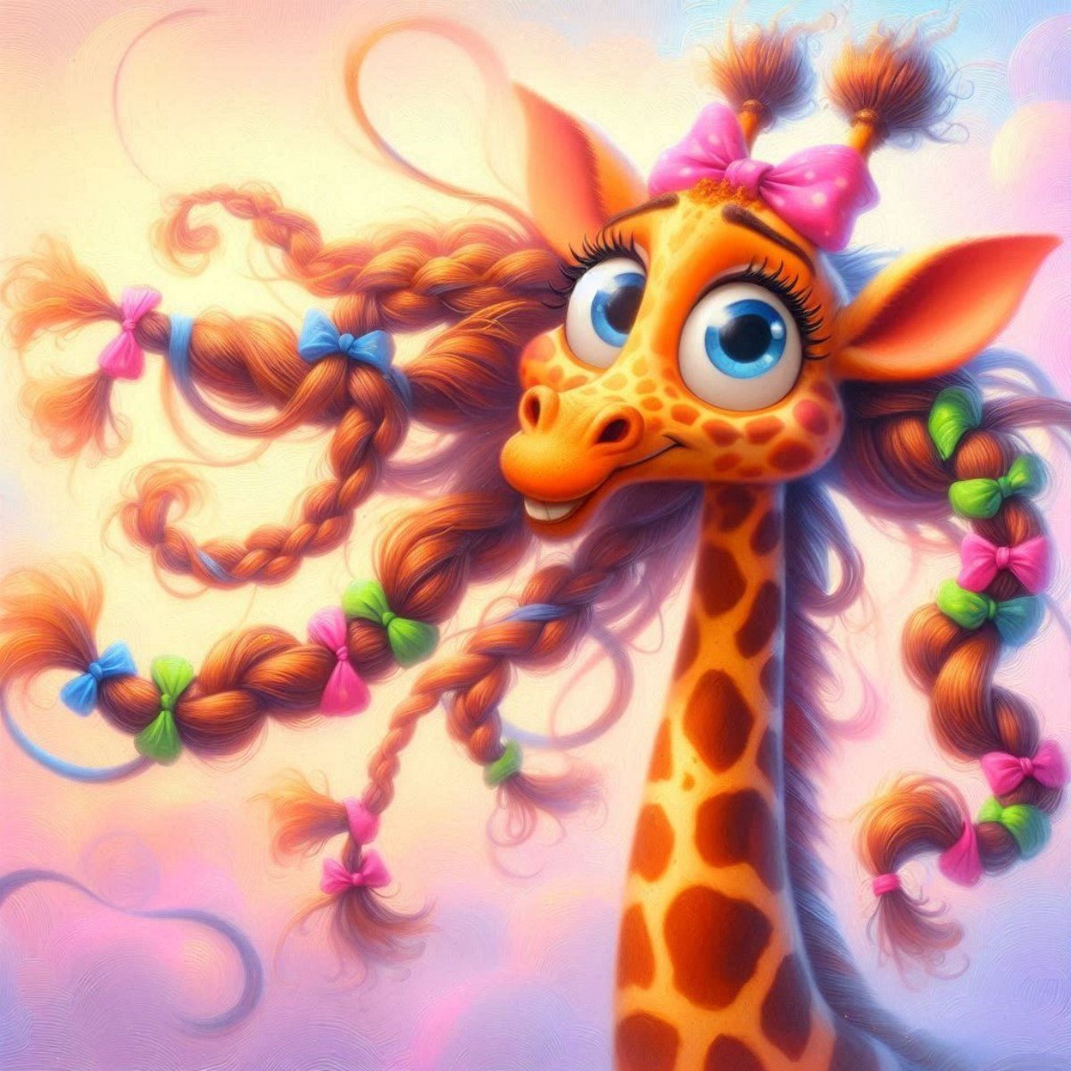 Diamond Painting - Giraffe mit Zöpfen - diamondspainting