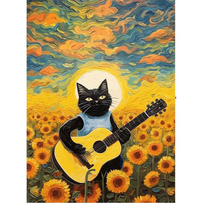 Diamond Painting-Gitarre spielende Katze
