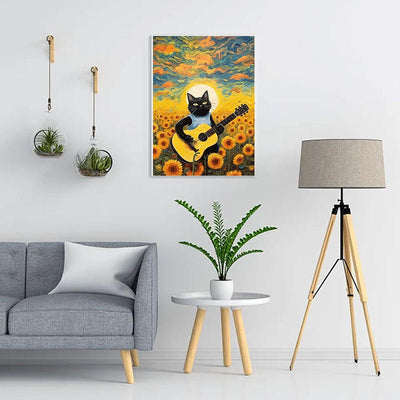 Diamond Painting-Gitarre spielende Katze