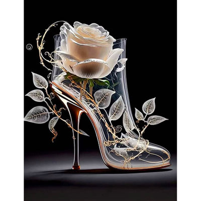 Diamond Painting-Glasrosen-Schuh