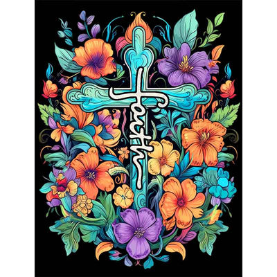 Diamond Painting-Glaube und Blumenpracht