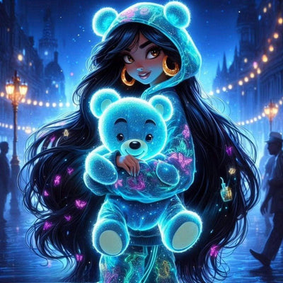 Diamond Painting-Glitzerbär in der Nacht