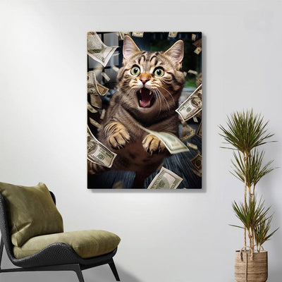 Diamond Painting- Glückskatze im Geldregen