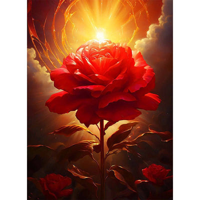 Diamond Painting-Glühende Rose im Lichtstrahl