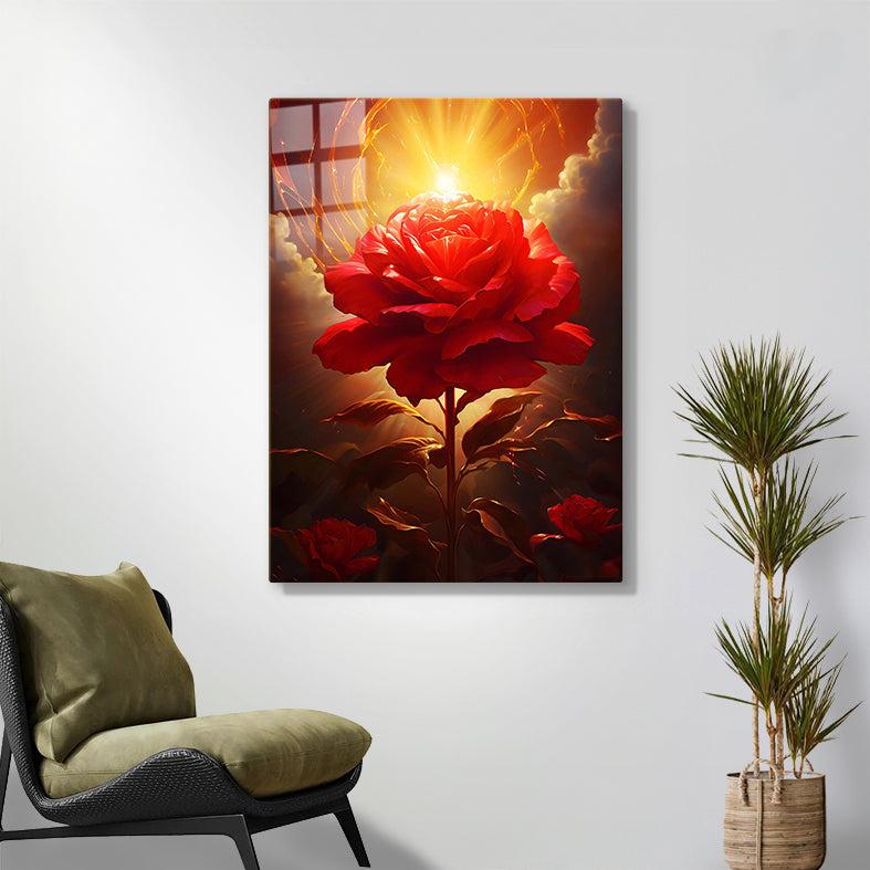Diamond Painting-Glühende Rose im Lichtstrahl