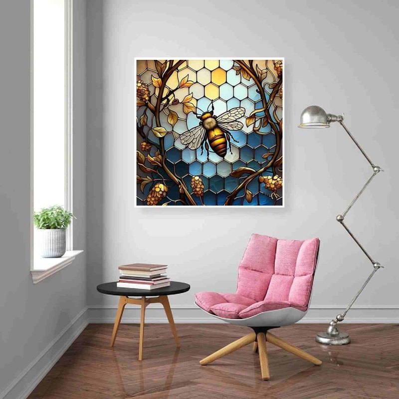 Diamond Painting-Goldene Biene im Honigwaben