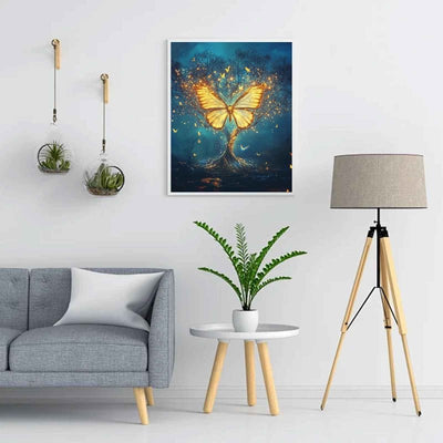 Diamond Painting-Goldener Schmetterlingsbaum