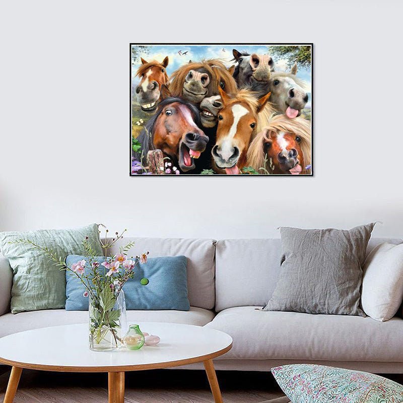 Diamond Painting-Grinseponys im Portrait