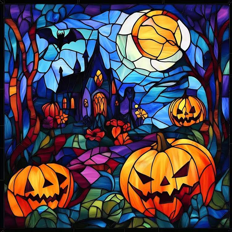 Diamond Painting-Halloween Glasmalerei