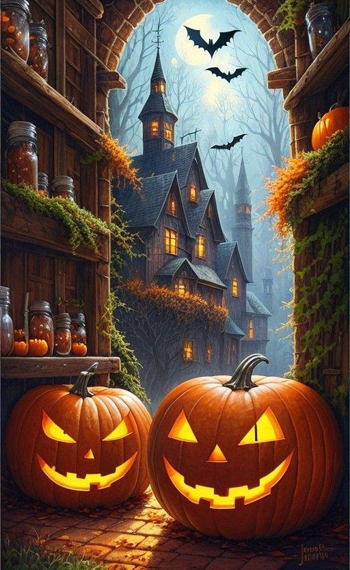 Diamond Painting - Halloween - Spukhaus - diamondspainting