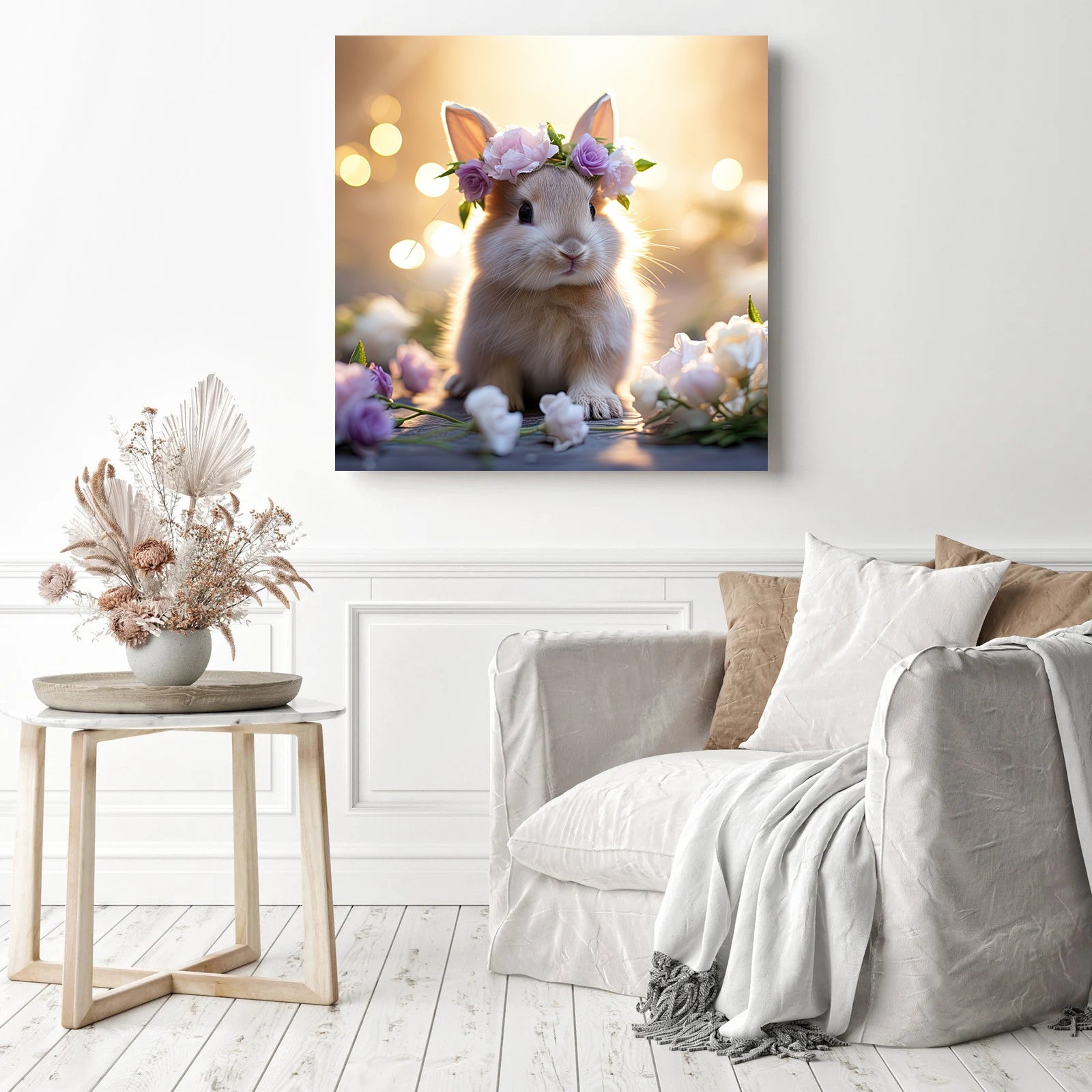 Diamond Painting - Hase mit Blumenkranz - diamondspainting