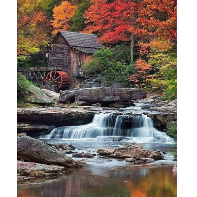 Diamond Painting-Herbst am Wasserfall
