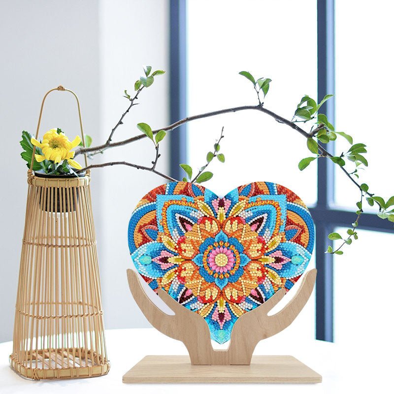 Diamond Painting-Herz mit Mandala Blume Aufsteller