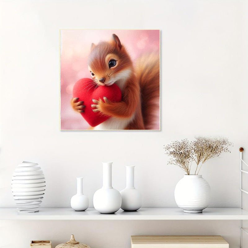 Diamond Painting-Herz und Eichhörnchen