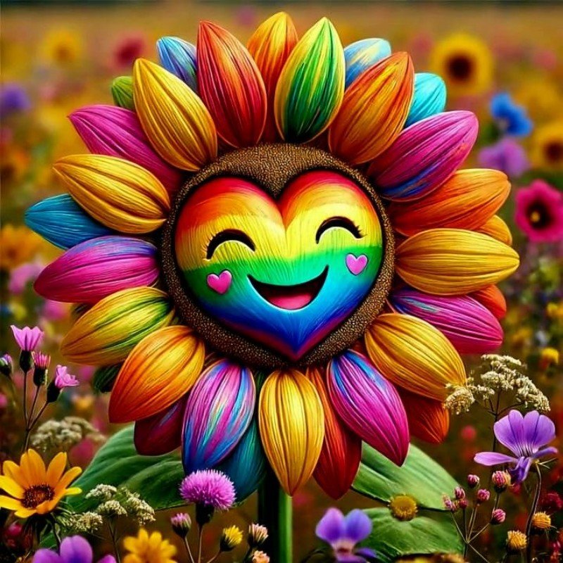 Diamond Painting-Herzenssonne im Farbenfeld