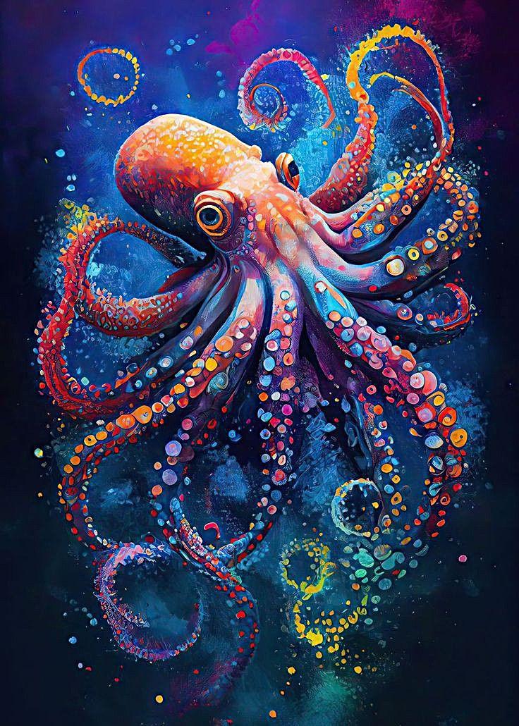 Diamond Painting - Heterochromatischer Oktopus - diamondspainting