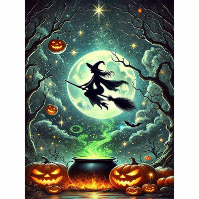 Diamond Painting-Hexe im Mondlicht