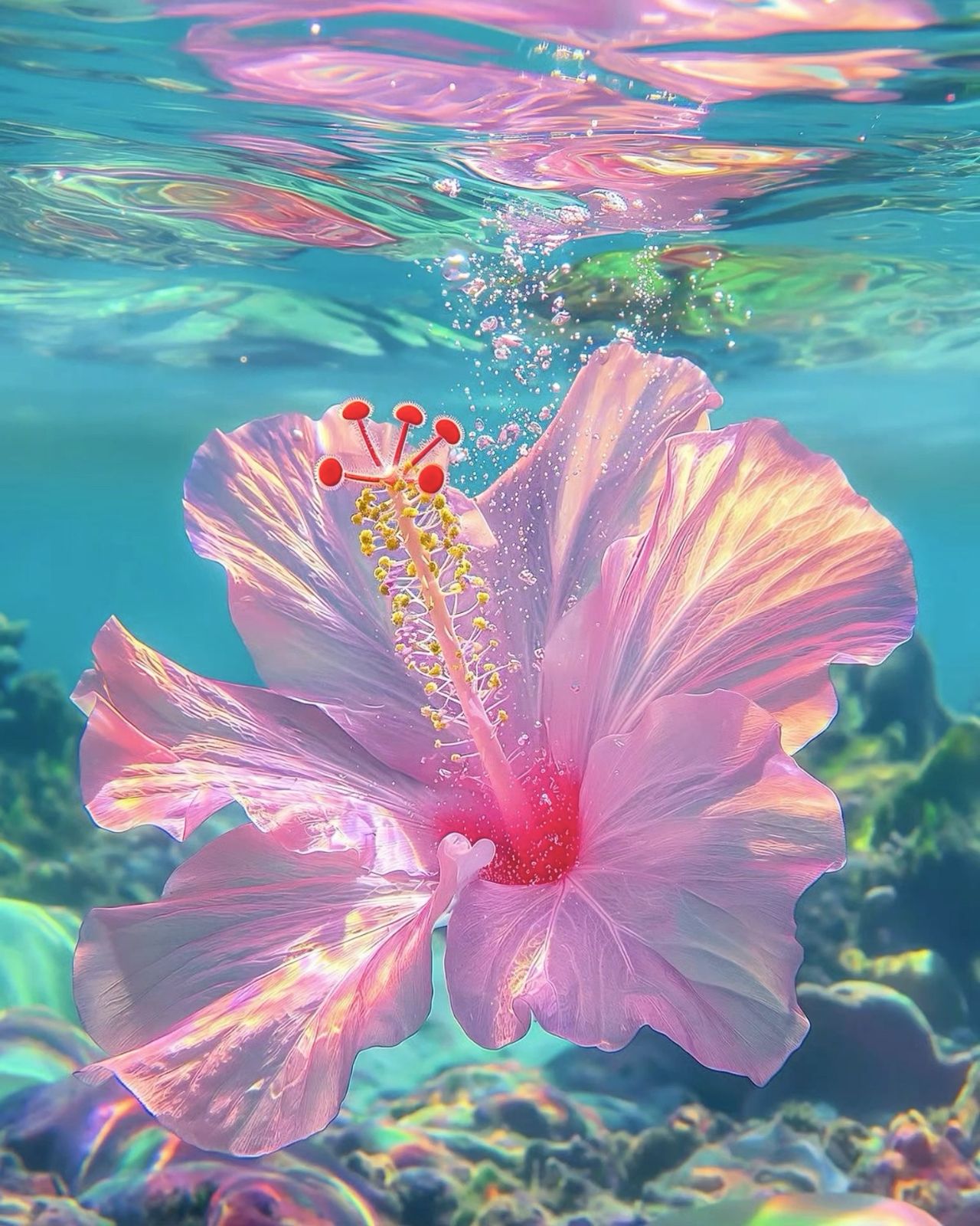 Diamond Painting - Hibiskusblume im Wasser - diamondspainting