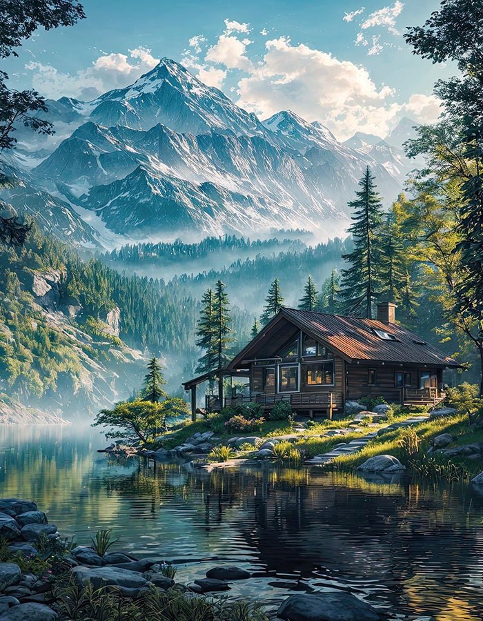 Diamond Painting - Hütte am Fluss - diamondspainting