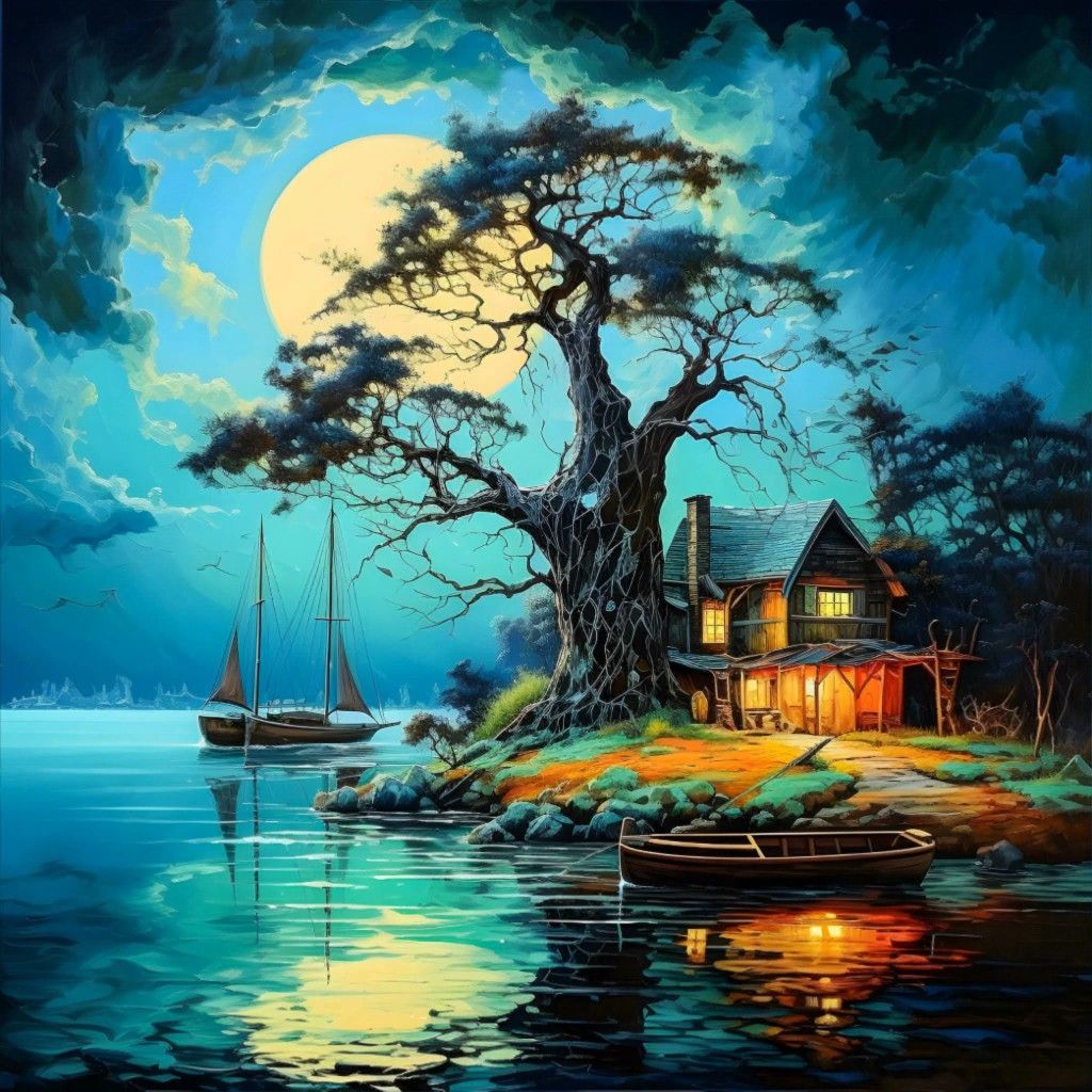 Diamond Painting-Hütte am Fluss - Jetzt bei diamondspainting kaufen