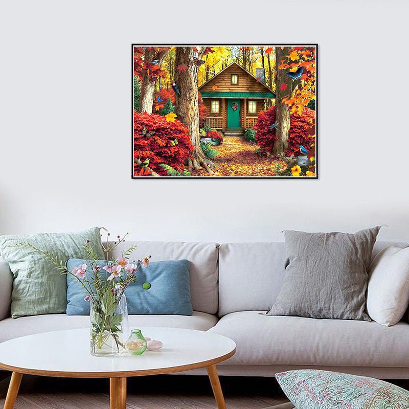 Diamond Painting-Hütte im Wald