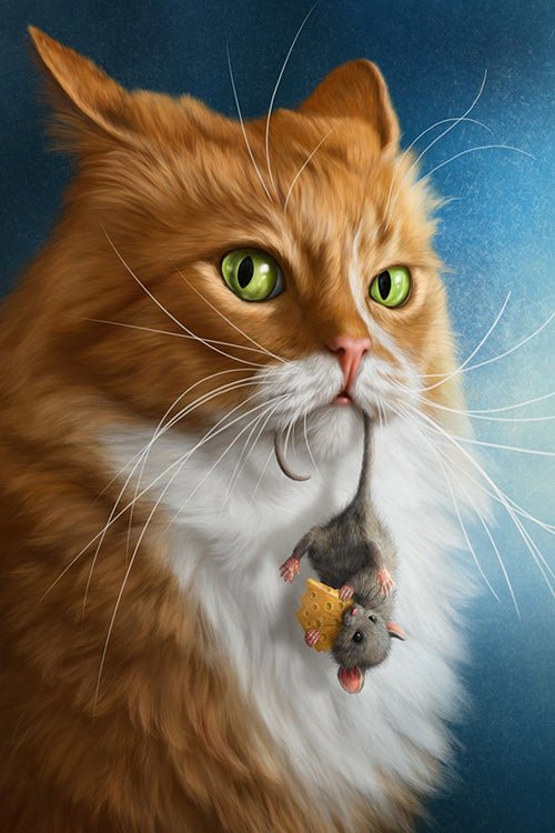 Diamond Painting - Jagdende orange Katze - diamondspainting